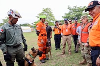 PANAMA (June 15, 2023) -- The commander of U.S. Southern Command, U.S. Army Gen. Laura Richardson, meets with leaders and participants of the Centro de Coordinación para la Prevención de los Desastres en Centroamérica y República Dominicana (CEPREDENAC)-led humanitarian and disaster relief exercise in Panama.