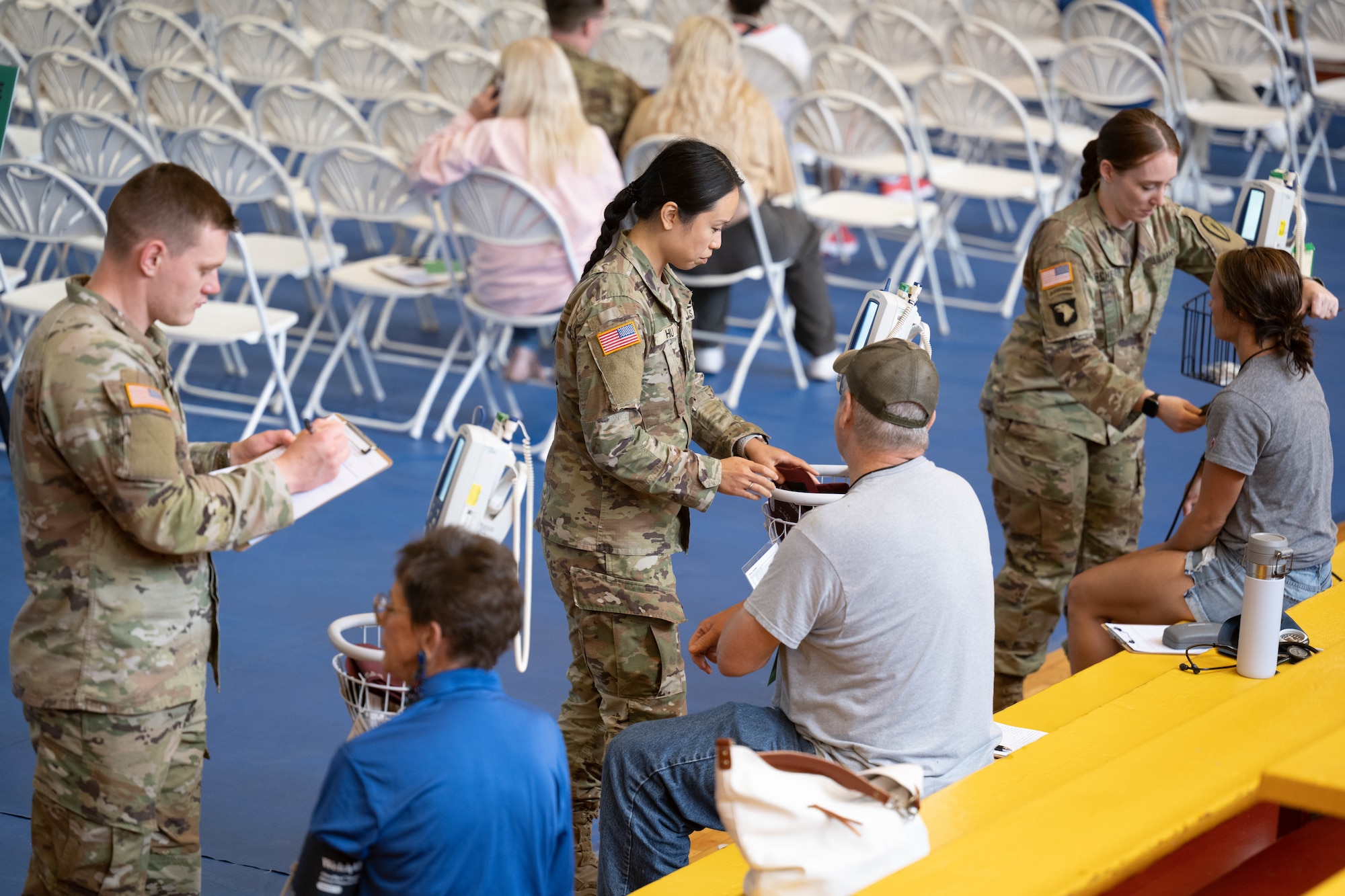 Service members operate a no-cost healthcare clinic as part of Innovative Readiness Training mission IRT Hoosier Care at the Terre Haute Boys and Girls Club in Terre Haute, Ind., June 9, 2023. IRT Hoosier Care is a Department of Defense-led partnership with local organizations that provides no-cost services to the community while providing real-world training to service members. (U.S. Air National Guard photo by Airman 1st Class Amber Anderson)