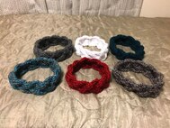 Staff Sgt. Brent Fox’s knitting creation of bracelets.