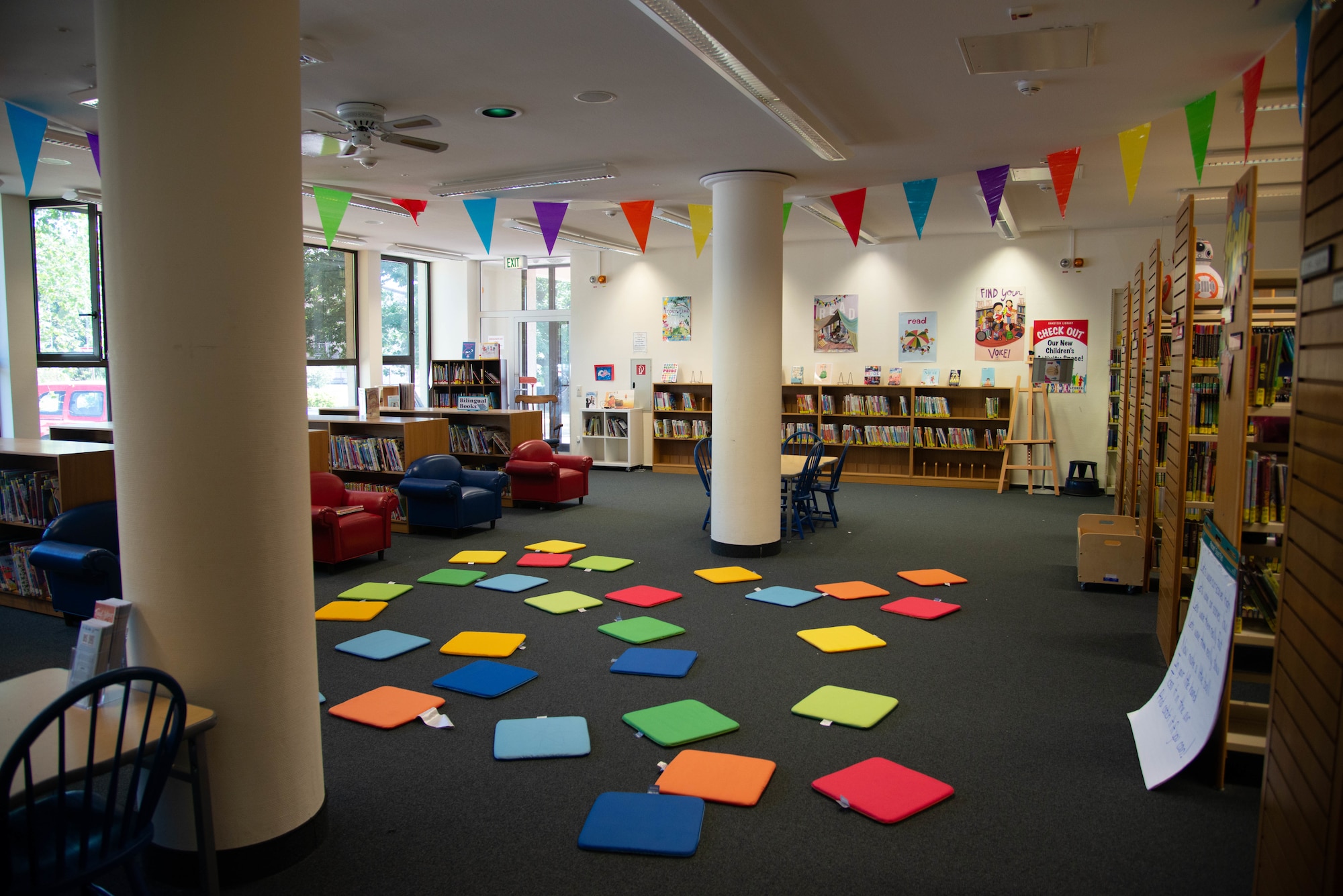 Library is set up for storytime