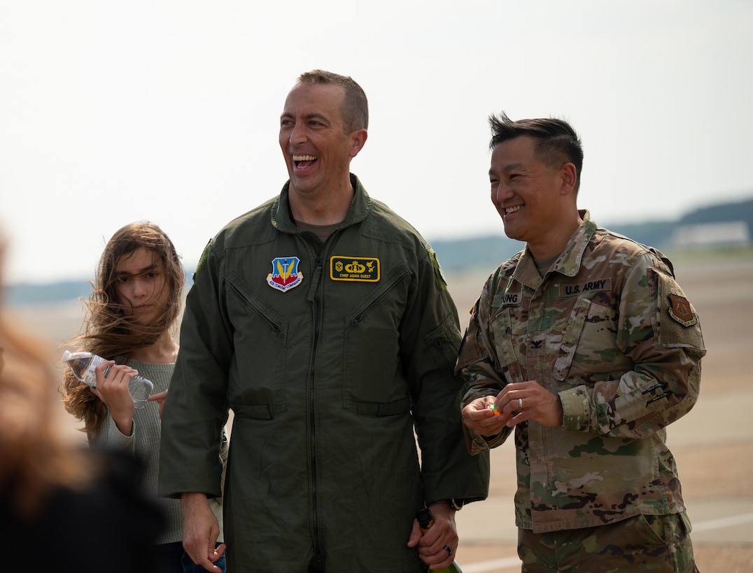Col. Creeden completes his fini flight with his family, friends, and fellow commanders.