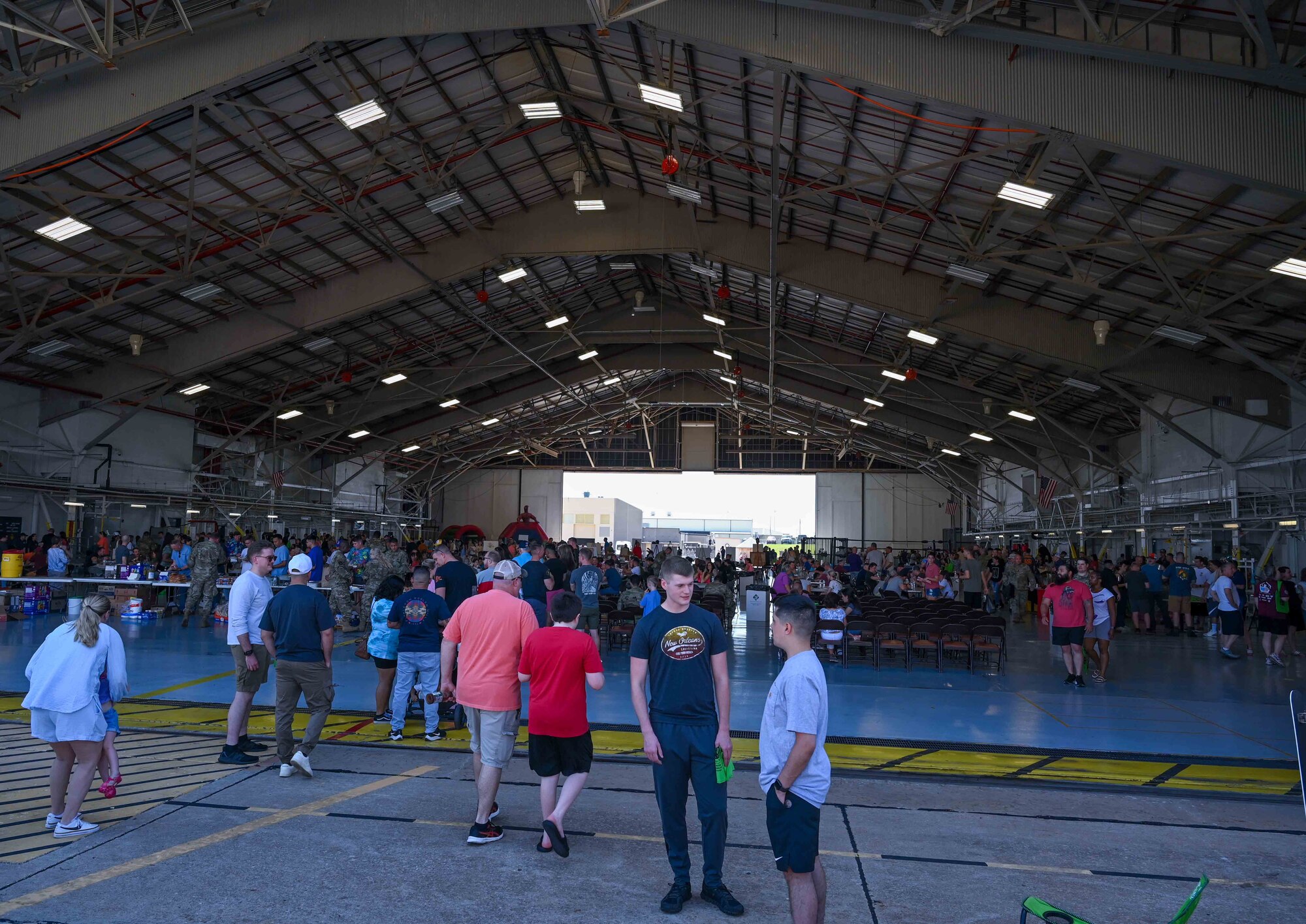 People in hangar
