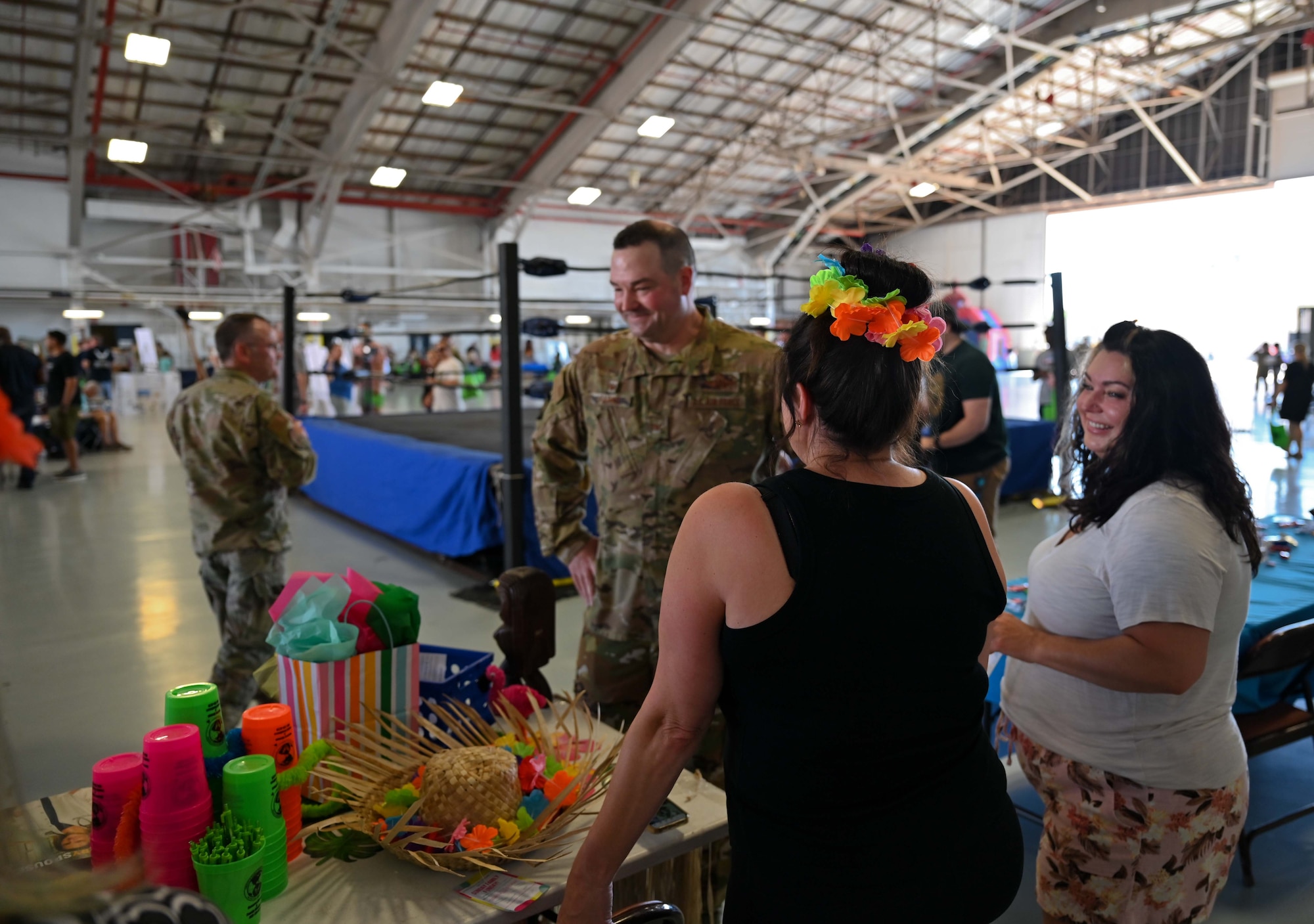 People in hangar