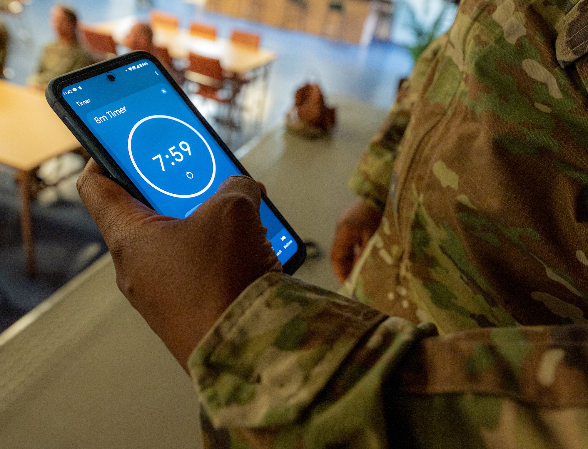 Photo of Airmen at a mentor-mentee group setting