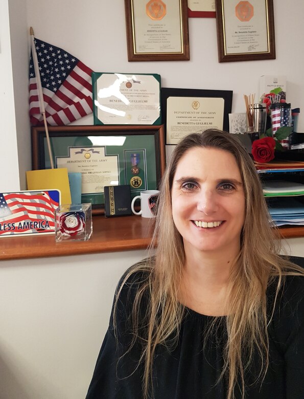 Benedetta Guglielmi is a maintenance operations specialist at Logistics Readiness Center Italy, 405th Army Field Support Brigade. She was recently selected as the LRC Italy Employee of the Quarter, senior-grade category, 2nd Quarter, Fiscal Year 2023. (U.S. Army courtesy photo)