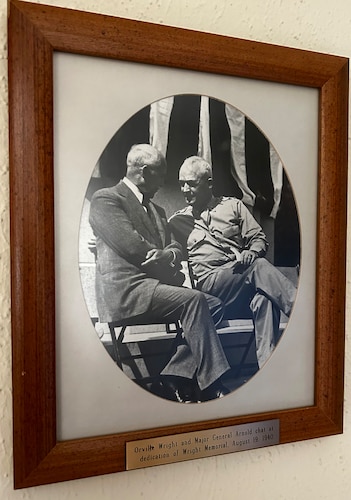 A photo of Orville Wright and then-Maj. Gen. Henry “Hap” Arnold