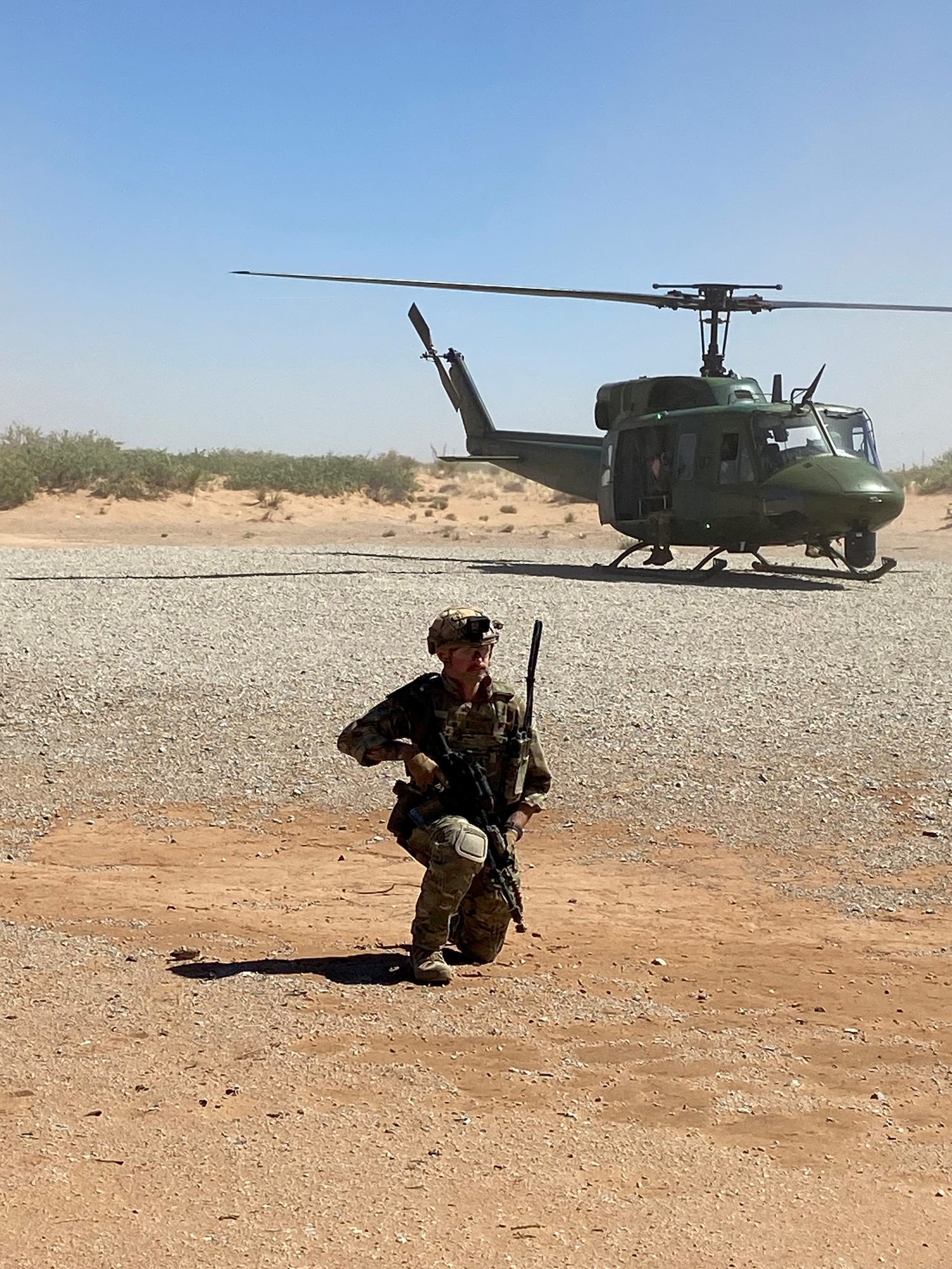 148th Fighter Wing Security Forces specialist, and Patrol Officer with the Duluth Police Department, Tech. Sgt. Reid Erickson conducts training at the Desert Defender Ground Combat Readiness Training Center, Fort Bliss, Texas on May 11, 2023. Erickson is only the eighth Air National Guard airmen to graduate from the U.S. Air Force’s Weapons and Tactics Instructor course held at the Desert Defender Ground Combat Readiness Training Center, Fort Bliss, Texas on May 26, 2023.