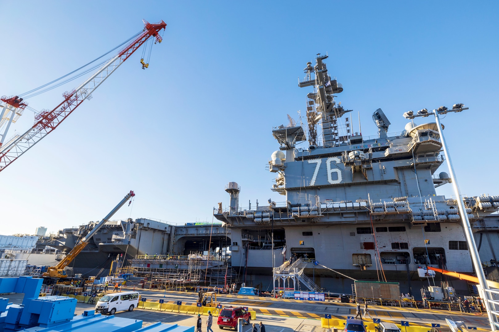 USS Ronald Reagan (CVN 76), pictured in January of 2023, completed its four-month Selected Restricted Availability May 14, 2023, in Yokosuka, Japan. The maintenance period also included notable milestones for the project team. (U.S. Navy photo by Wendy Hallmark)