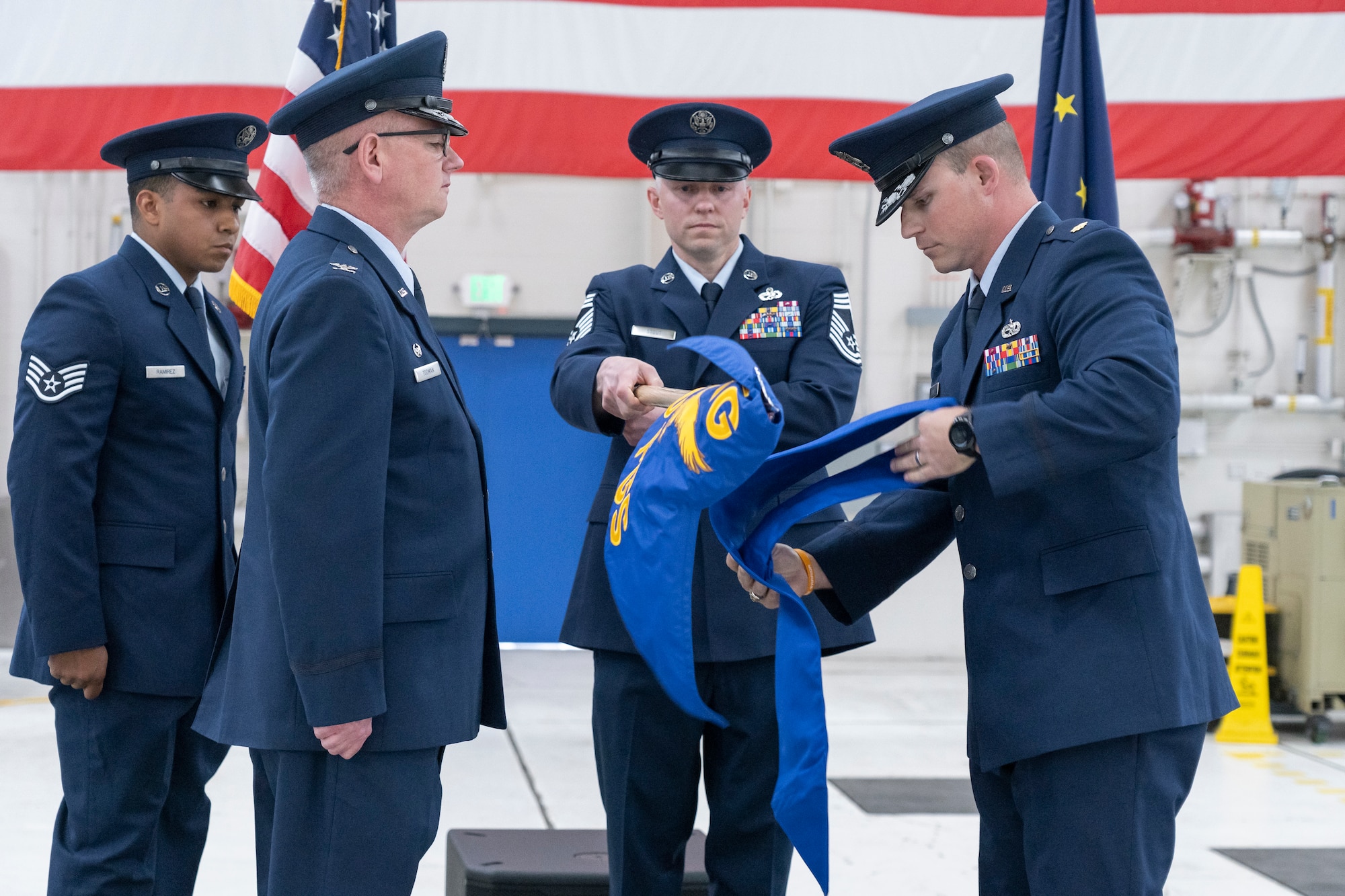 A photo of Col. Christopher Tooman and Maj. Charles Bayne during activation ceremony.