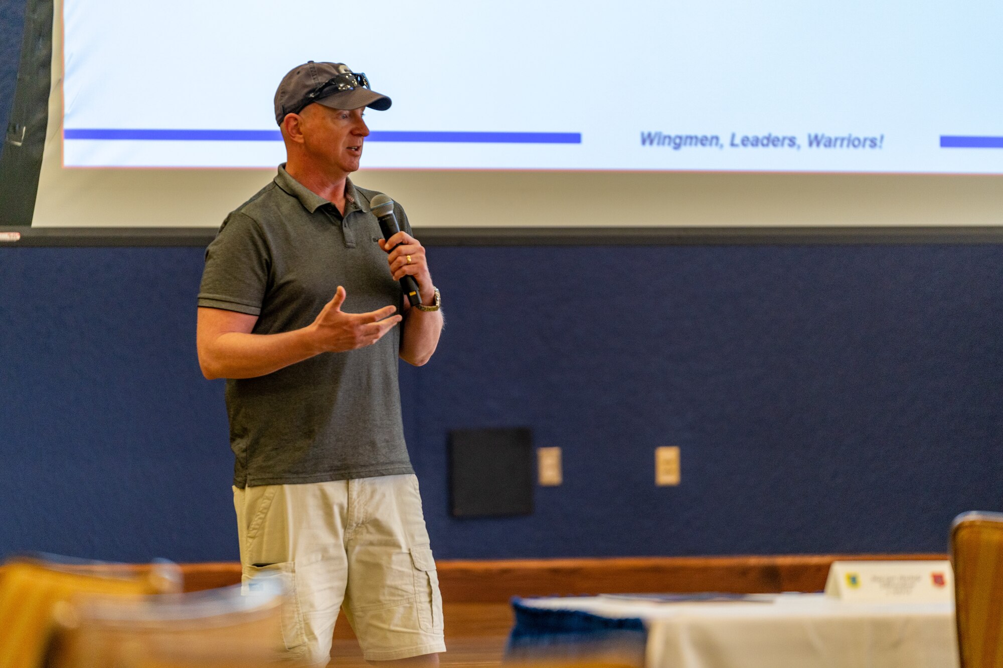 U.S. Air Force Col. Sean Kern, 67th Cyberspace Wing commander, speaks at the Cyber Training Summit at Keesler Air Force Base, Mississippi, June 5, 2023.