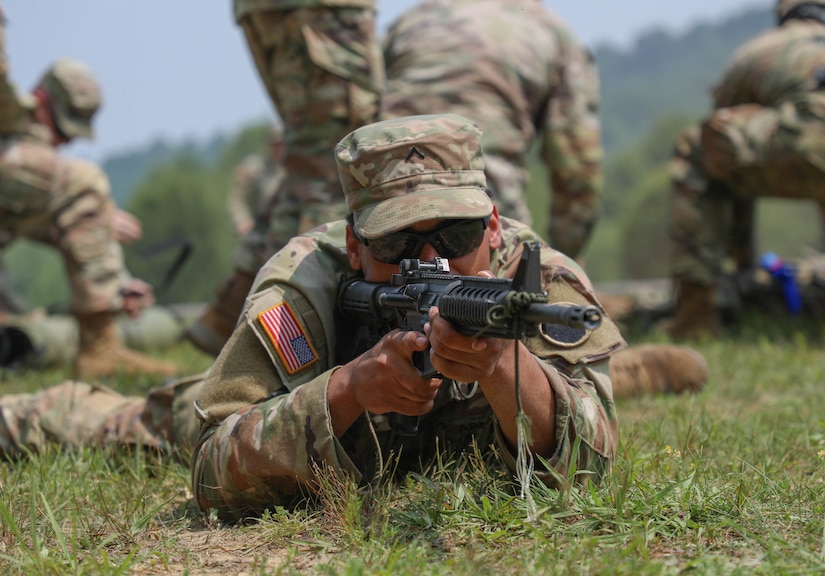 During their two weeks of training, the infantry Soldiers went through a round-robin of refresher classes on combat life saving techniques, reacting to contact on the battlefield, observation and mapping, radio basics, concealment basics and weapon familiarization.