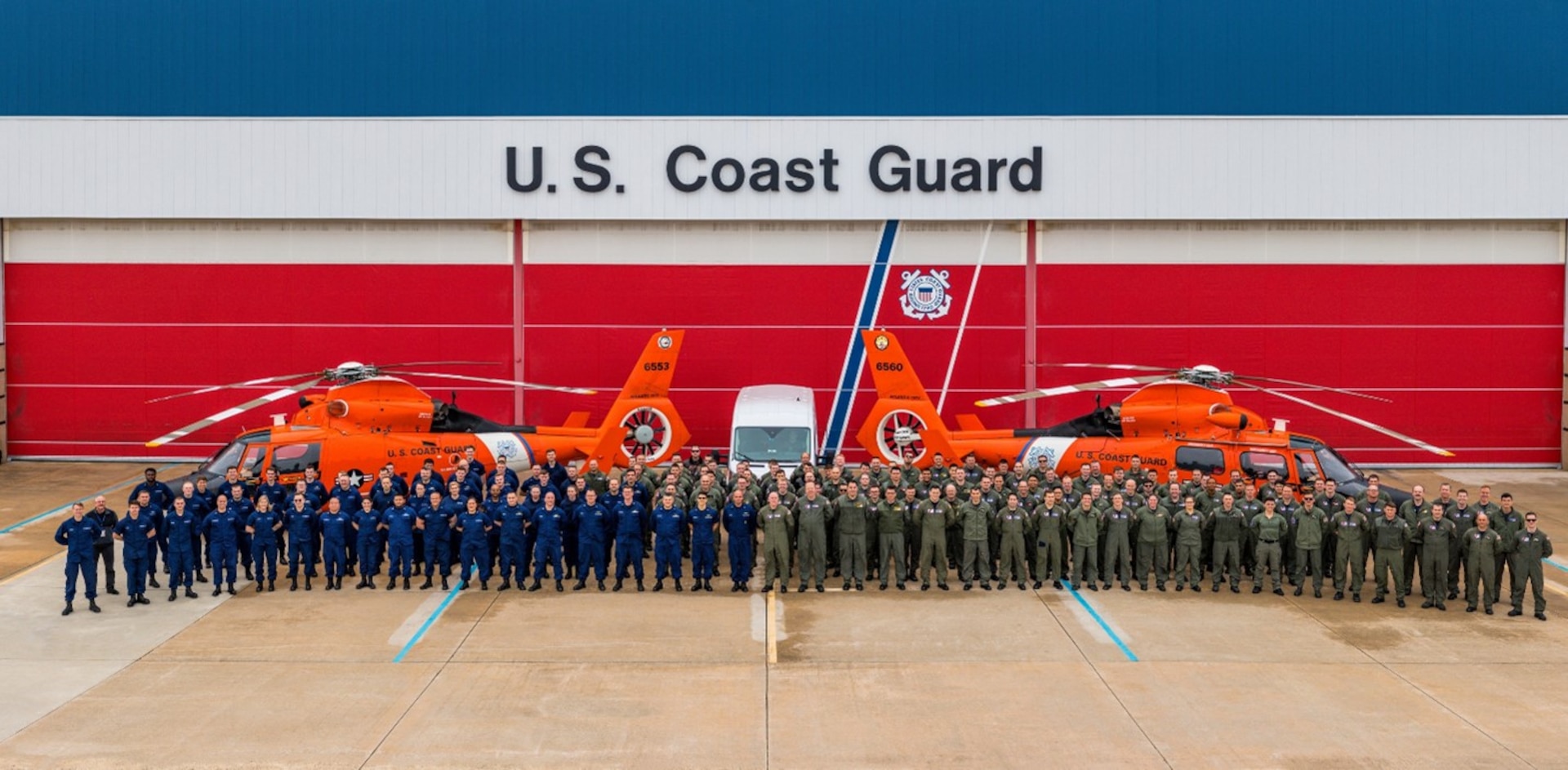 The crew of U.S. Coast Guard Air Station Atlantic City pose for a New Year’s 2023 photograph.