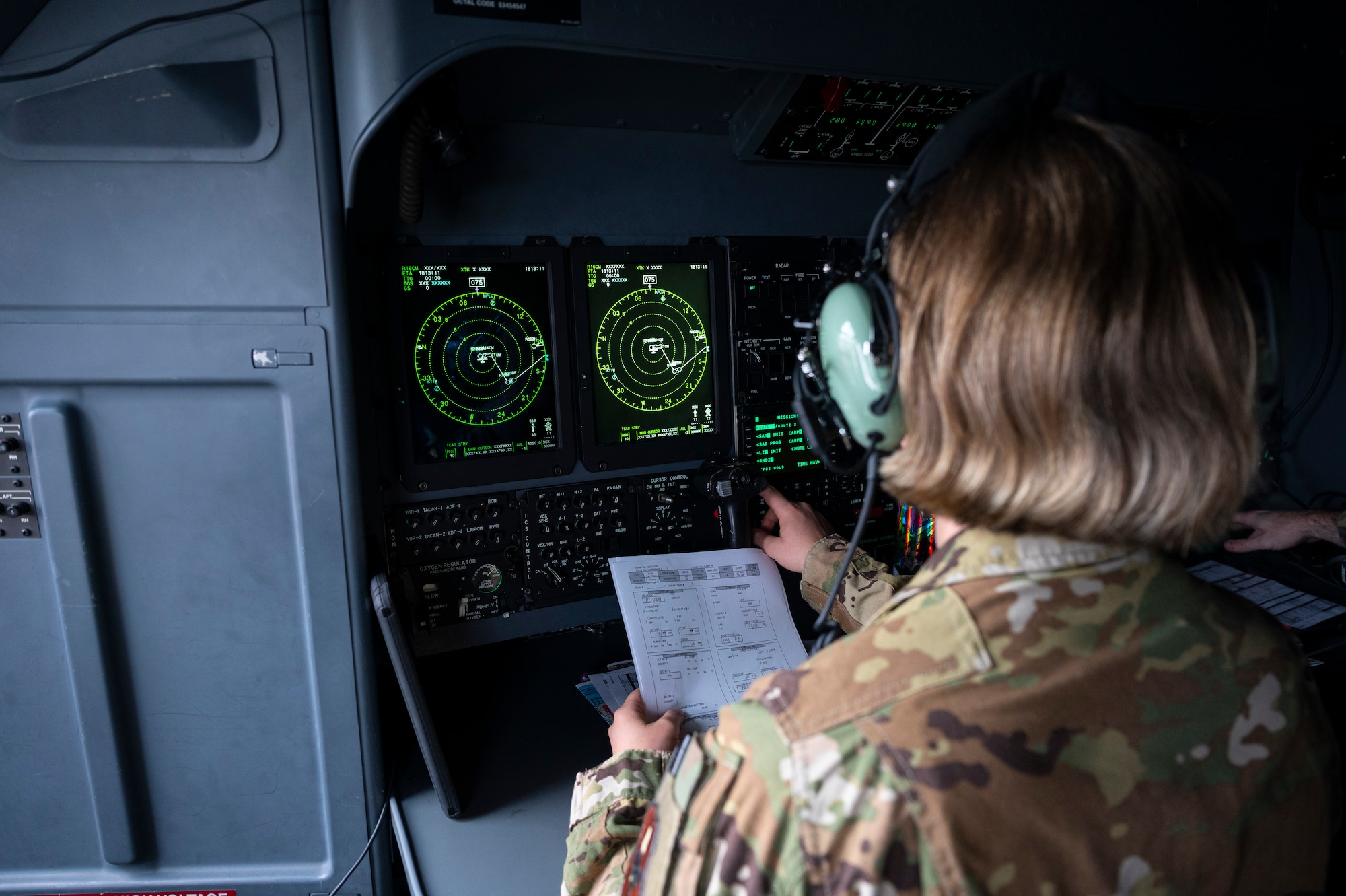 Woman navigates aircraft