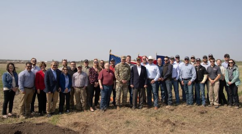 Team photo at the Pipestem dam spillway modification project groundbreaking event in Jamestown, North Dakota on May 25, 2023.