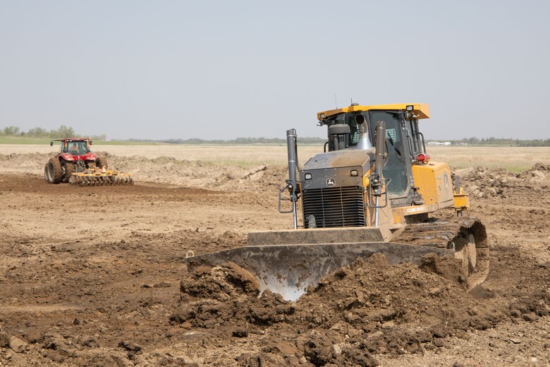 Construction at the Pipestem dam spillway modification project in Jamestown, North Dakota on May 25, 2023.
