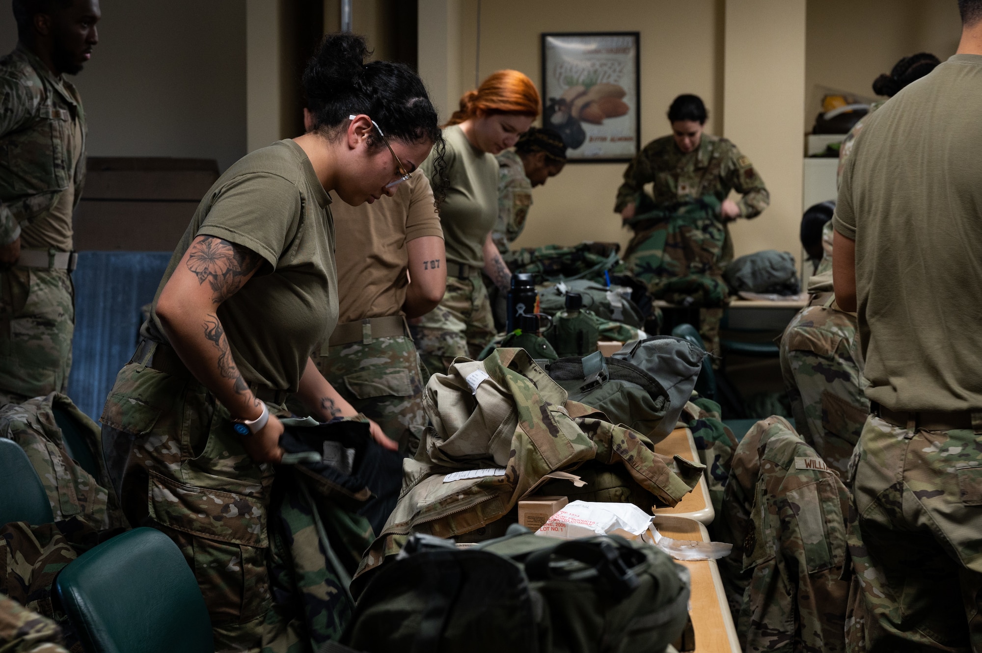 U.S. Air Force Airmen from various career fields practice donning mission oriented protective posture (MOPP) gear during chemical, biological, radiological and nuclear training at Nellis Air Force Base, Nevada, June 14, 2023.