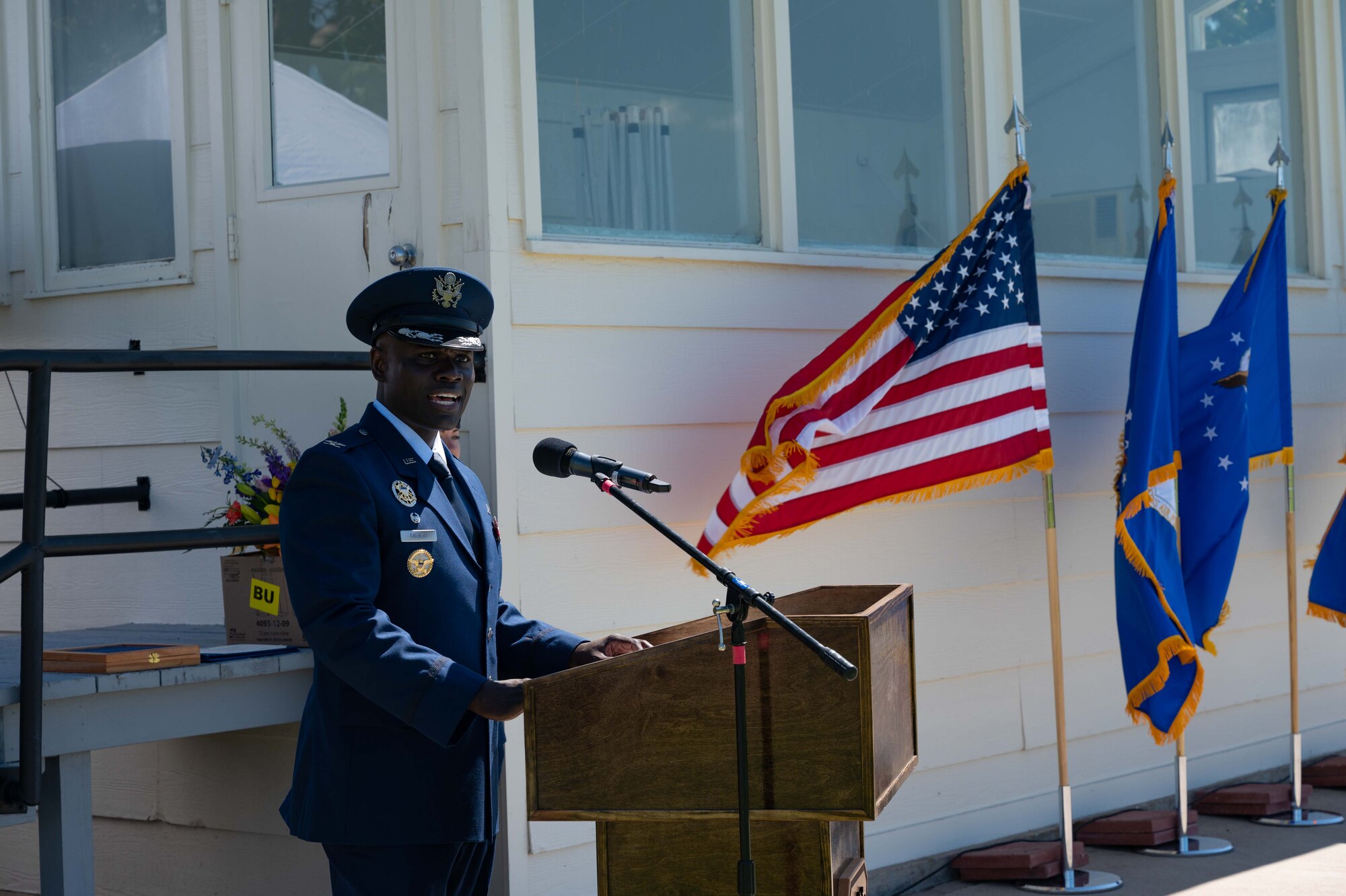 Col. Galbert addresses the 90th Missile Wing.