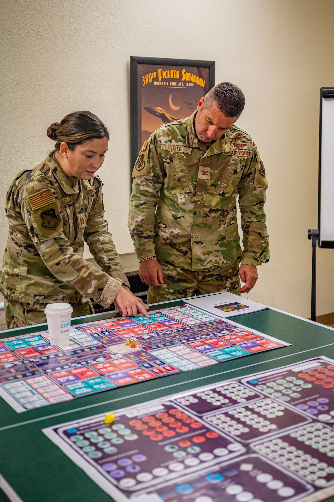 A man and woman play a game