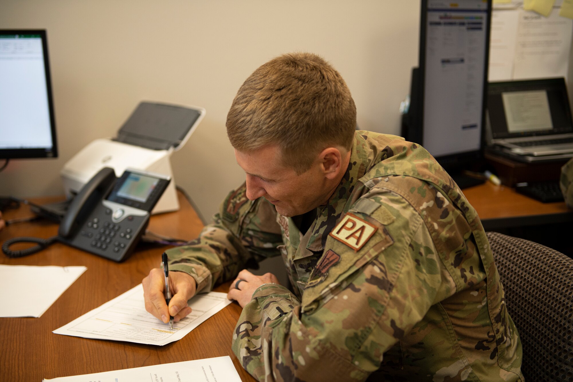 Signing papers