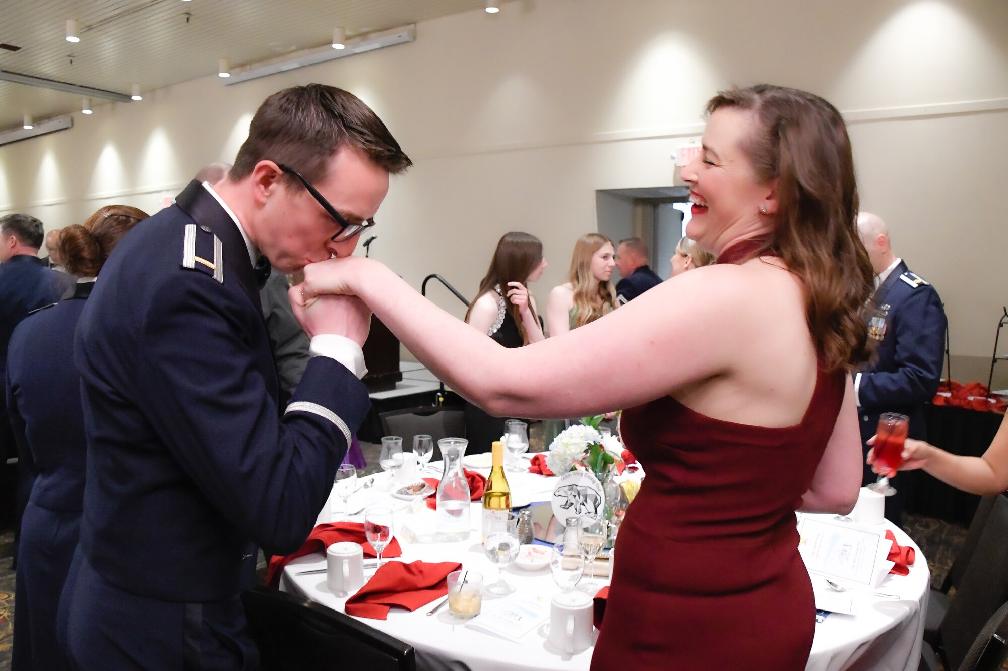 The 168th Wing hosted a Dining Out event in Fairbanks, Alaska, for Airmen to keep Air Force traditions alive and continue morale-building ceremonies. The Air Force Dining Out event started approximately in the 1930s with Army Air Corp’s General H. “Hap” Arnold’s “Wing Dings.” U.S. Air Force Chief Master Sgt. Maurice Williams, the thirteenth command chief of the Air National Guard, was the guest speaker at the 2023 168th WG Dining Out.(U.S. Air National Guard photos by Senior Master Sgt. Julie Avey)