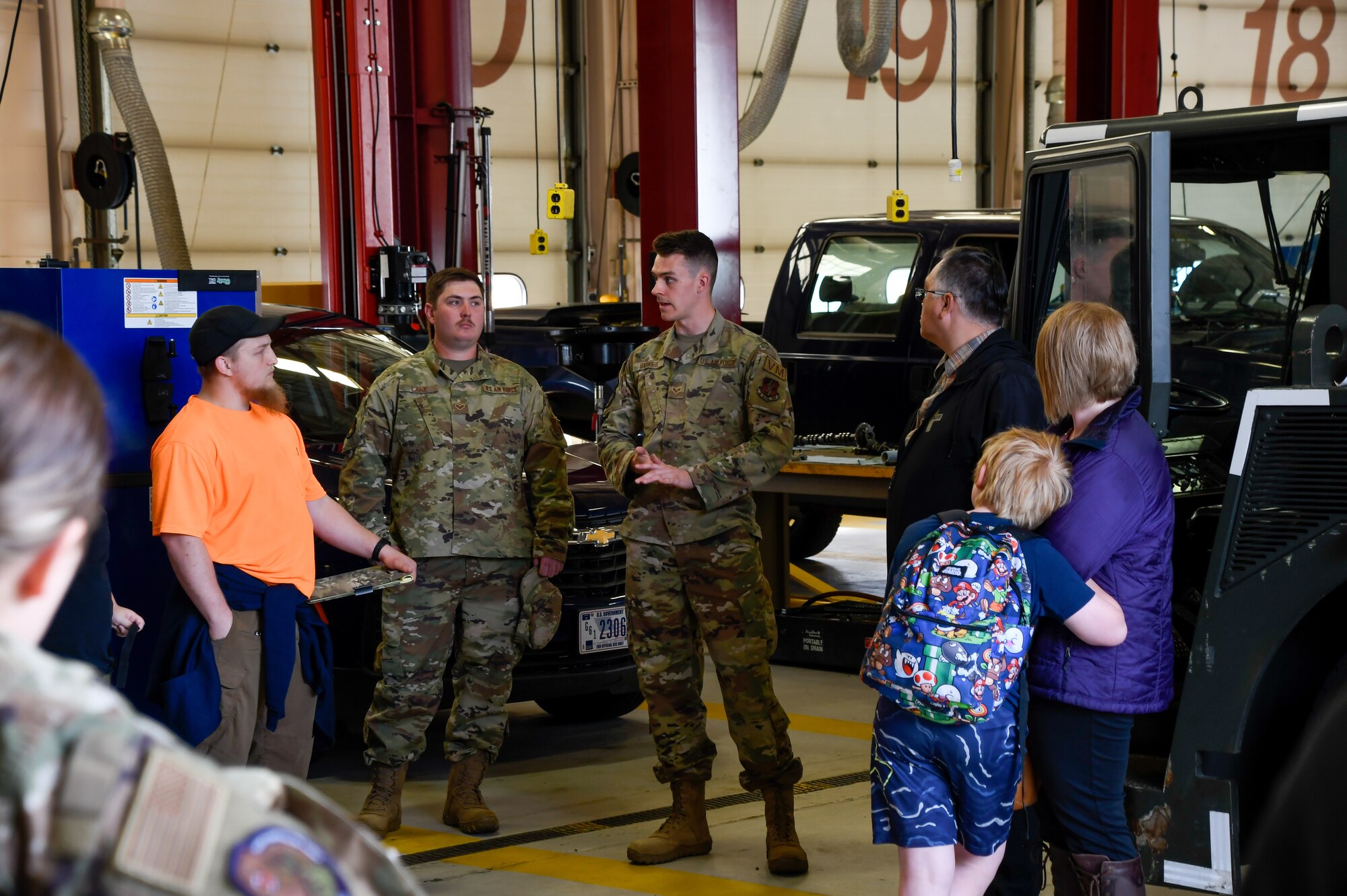 Senior Airman Jakob Stokes of the 168th Vehicle Maintenance Flight shares his guard career and experiences during the Bring a Buddy to Drill day, June 4, 2023. The Bring a Buddy event provides friends, family, and community friends a better look at the 168th Wing’s refueling mission and career opportunities. The Airmen of the 168th Wing shared their stories and provided a glimpse into how the Alaska Air National Guard serves both state and the nation on a full-time and part-time status. (U.S. Air National Guard photo by Senior Master Sgt. Julie Avey)