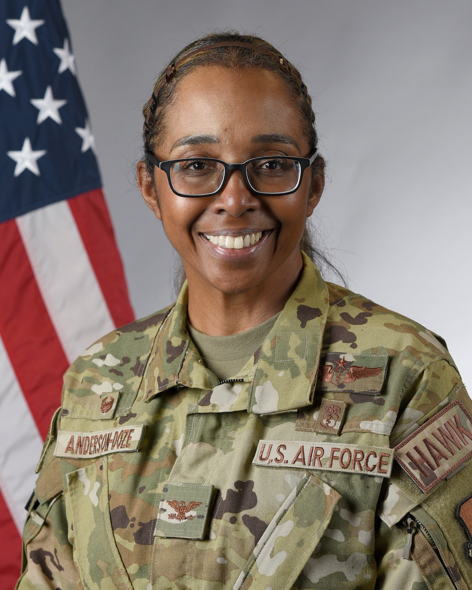 Col. Elizabeth Anderson-Doze, 8th Medical Group commander, poses for an official portrait at Kunsan Air Base
