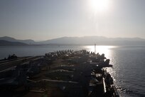 The world's largest aircraft carrier USS Gerald R. Ford (CVN 78) arrives in Split, Croatia for a scheduled port visit, June 26, 2023. Gerald R. Ford is the U.S. Navy's newest and most advanced aircraft carrier, representing a generational leap in the U.S. Navy's capacity to project power on a global scale. The Gerald R. Ford Carrier Strike Group is on a scheduled deployment in the U.S. Naval Forces Europe area of operations, employed by U.S. Sixth Fleet to defend U.S., allied, and partner interests. (U.S. Navy photo by Mass Communication Specialist 2nd Class Jacob Mattingly)