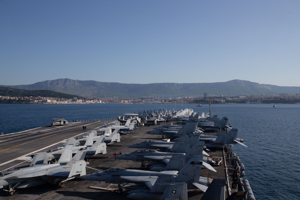 USS Gerald R. Ford (CVN 78) arrives in Split, Croatia.