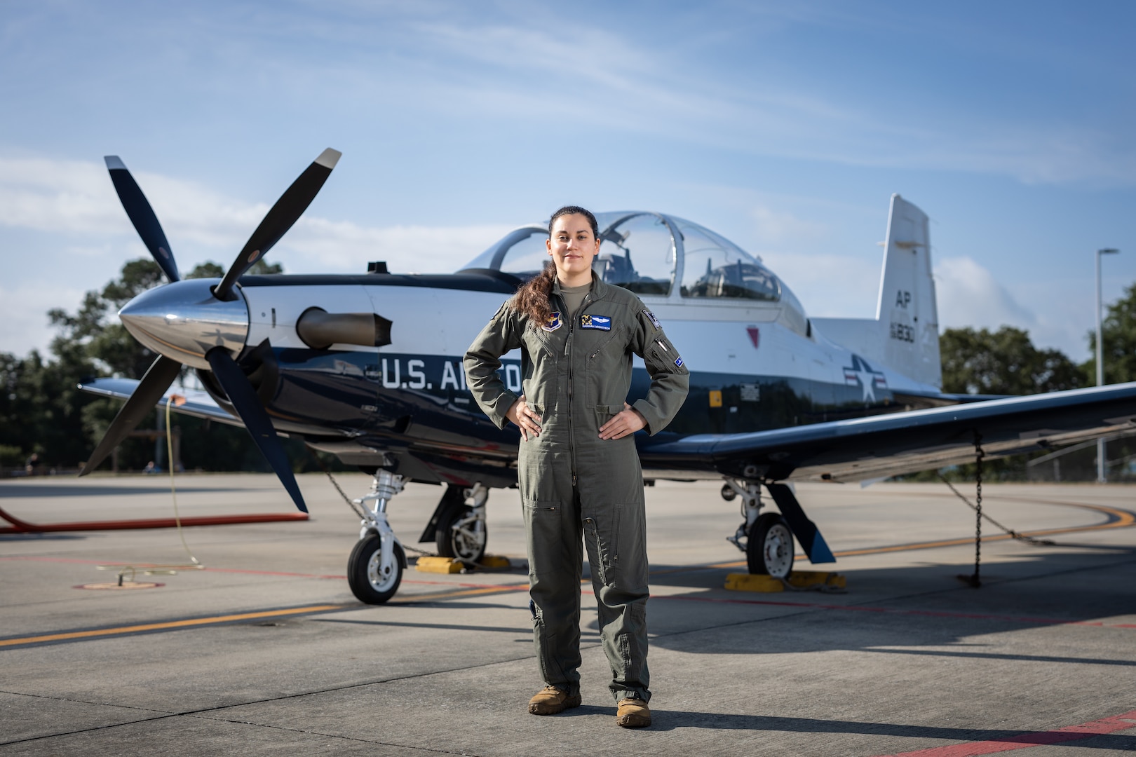1st Lt. Hannah Michitsch is pictured with a T-6 Texan II at Naval Air Station Pensacola