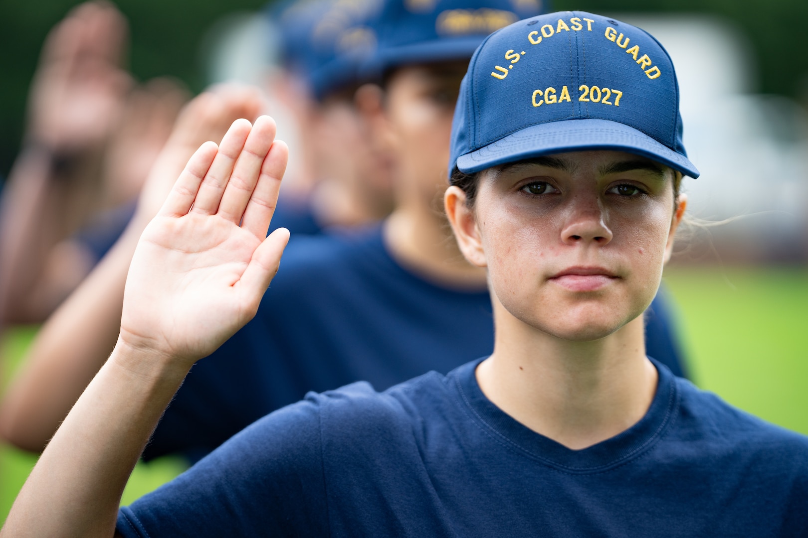 The U.S. Coast Guard Academy welcomes 300 young women and men to the Class of 2027 for Day One, June 26, 2023. Day One marks the start of Swab Summer, an intensive seven-week program that prepares students for military and Academy life. (U.S. Coast Guard photo by Petty Officer 2nd Class Matthew Abban)