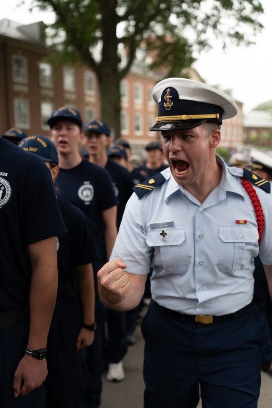 The U.S. Coast Guard Academy welcomes 300 young women and men to the Class of 2027 for Day One, June 26, 2023. Day One marks the start of Swab Summer, an intensive seven-week program that prepares students for military and Academy life. (U.S. Coast Guard photo by Petty Officer 2nd Class Matthew Abban)