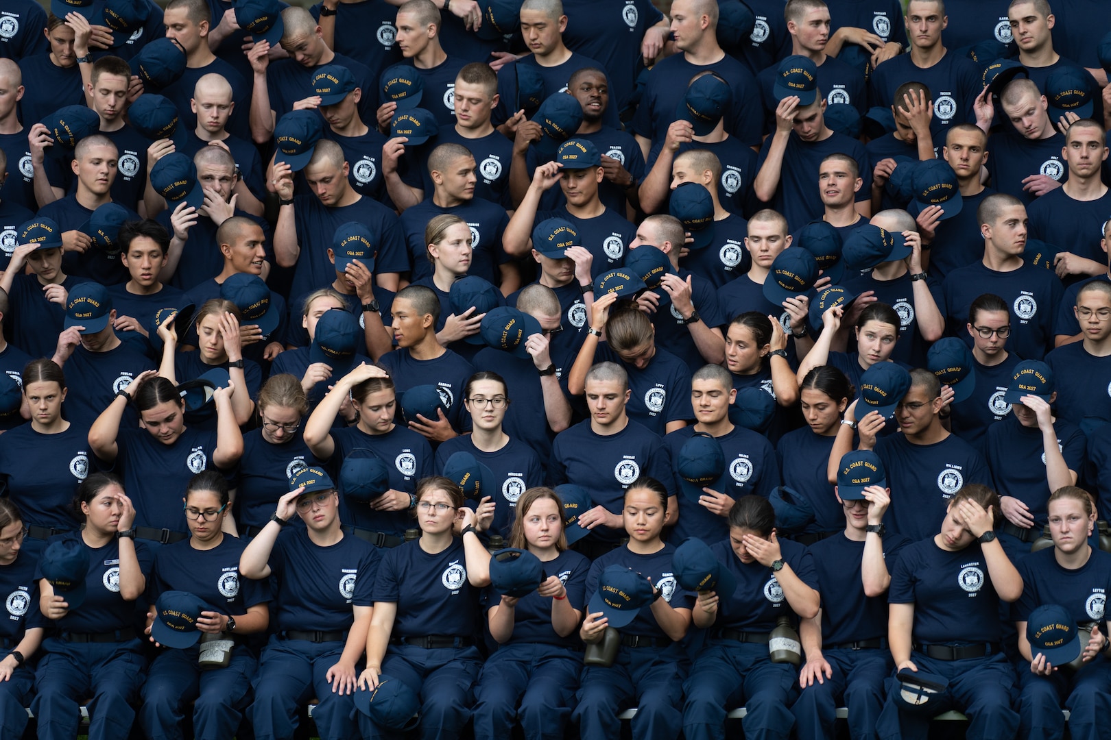 The U.S. Coast Guard Academy welcomes 300 young women and men to the Class of 2027 for Day One, June 26, 2023. Day One marks the start of Swab Summer, an intensive seven-week program that prepares students for military and Academy life. (U.S. Coast Guard photo by Petty Officer 2nd Class Matthew Abban)