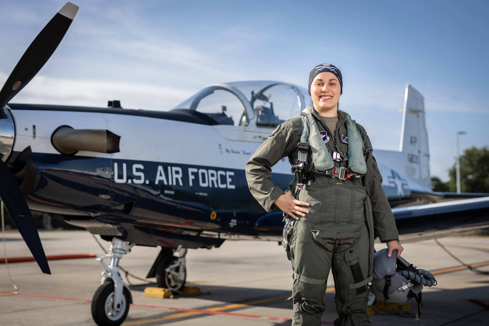 1st Lt. Hannah Michitsch is pictured with a T-6 Texan II at Naval Air Station Pensacola