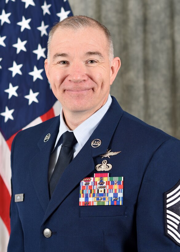 The official photo of Chief Master Sergeant Rey. D Shultz, 82d TRW/CCC as of June 2023.