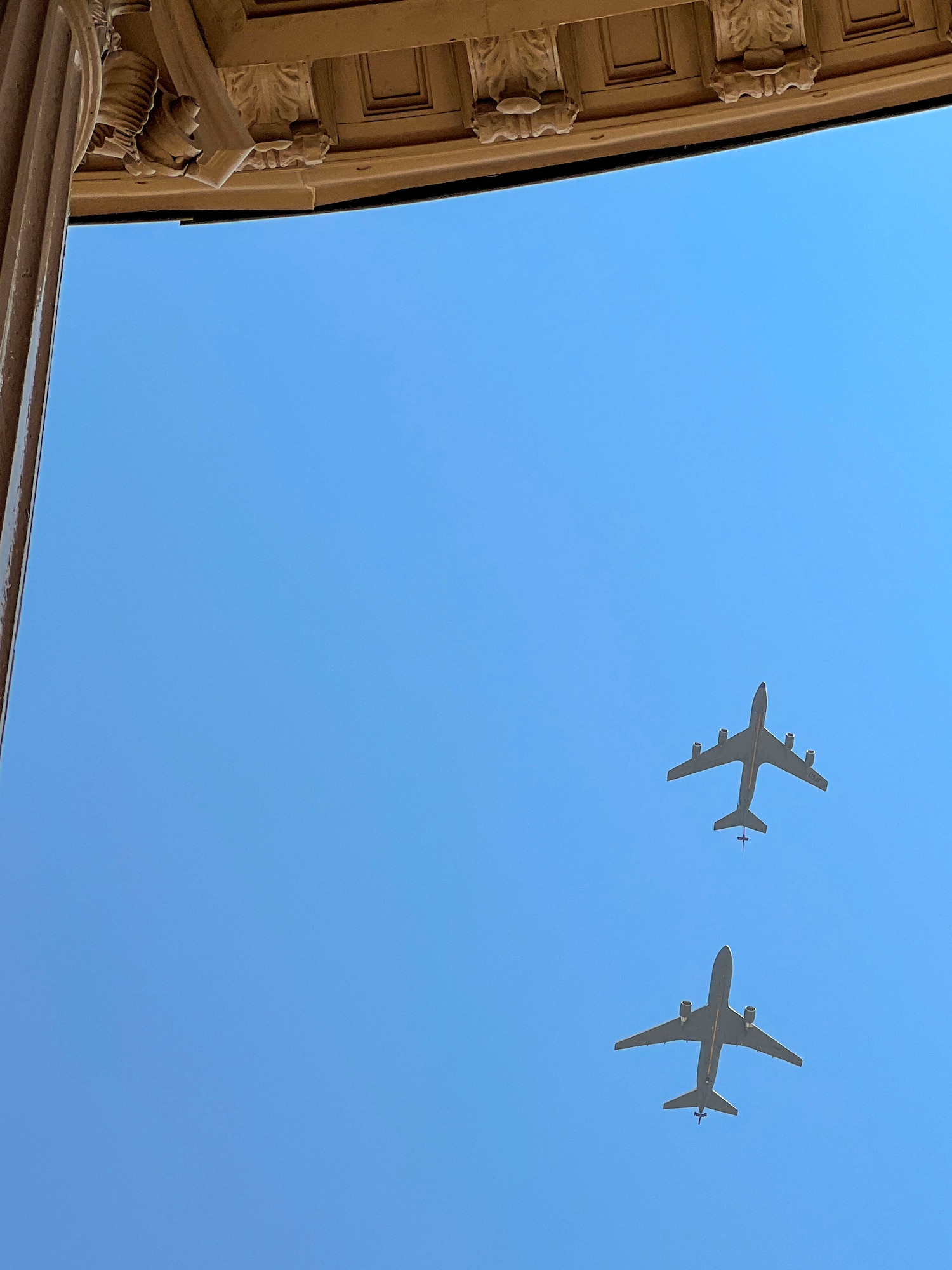 Pilots assigned to AETC's 97th Air Mobility Wing at Altus Air Force Base, Oklahoma, showcased the U.S. Air Force's air refueling capabilities over the Texas State Capitol,
