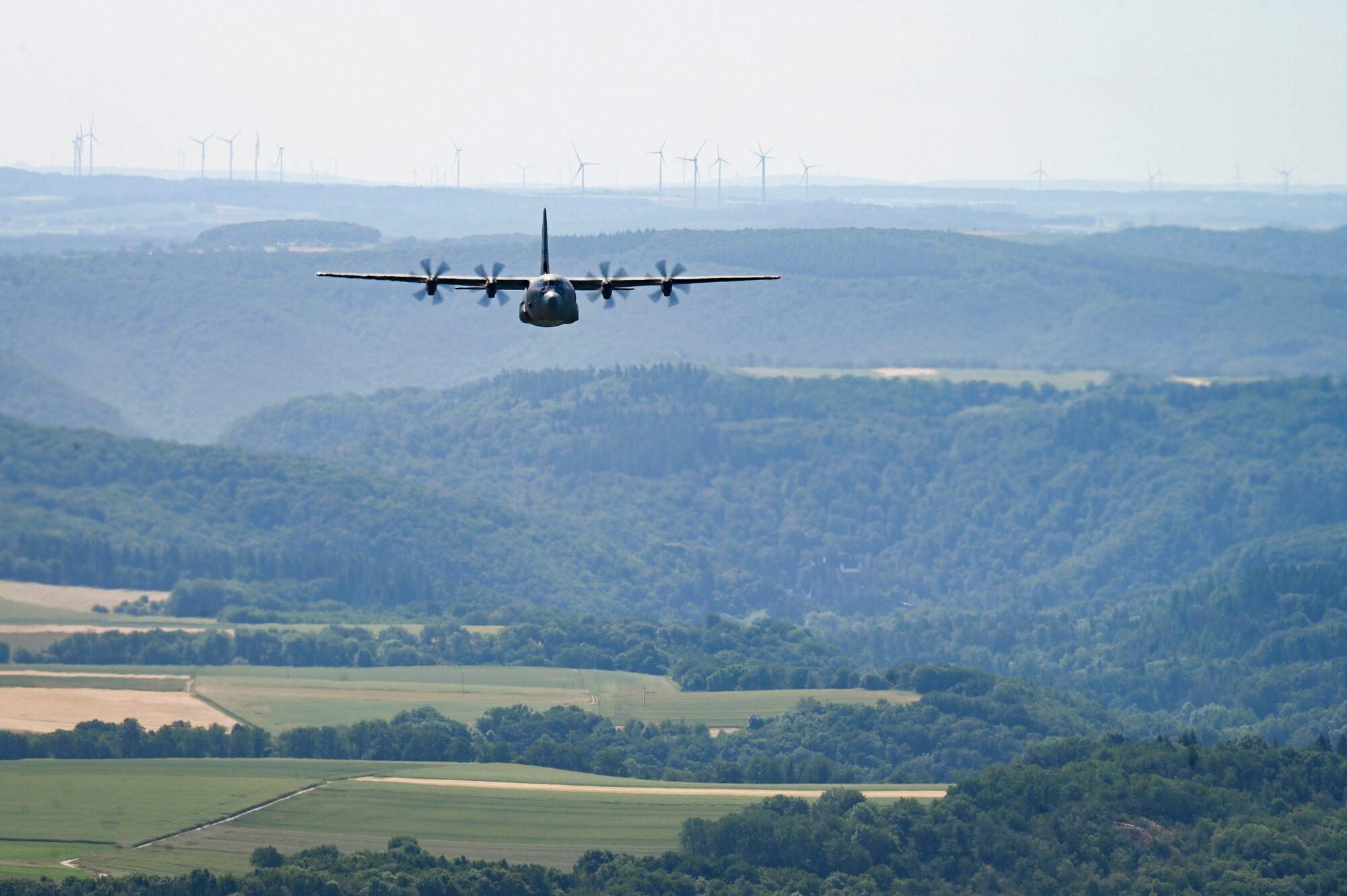 C-130J Flying over German countryside.