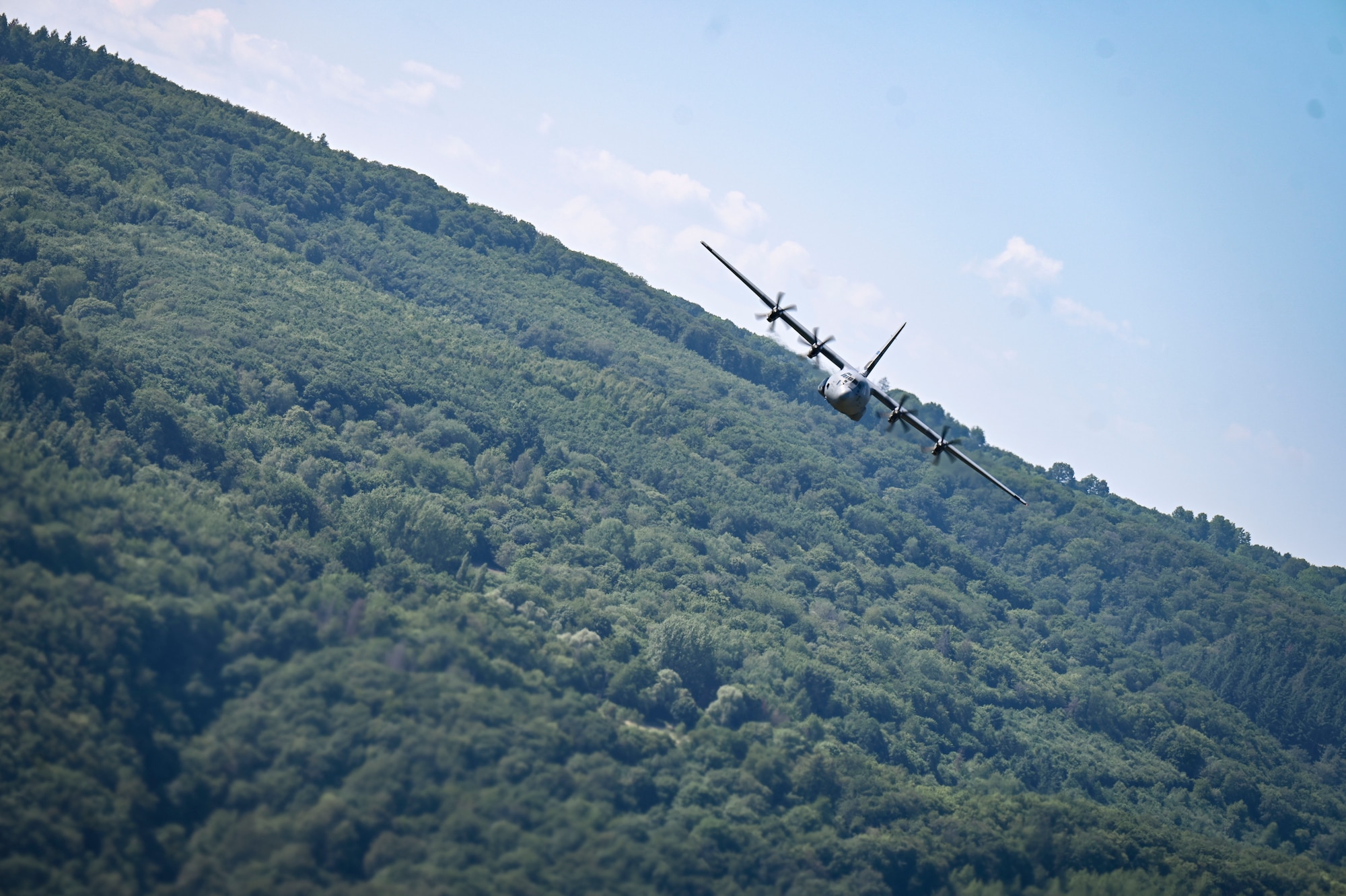 C-130J Flying over German countryside.