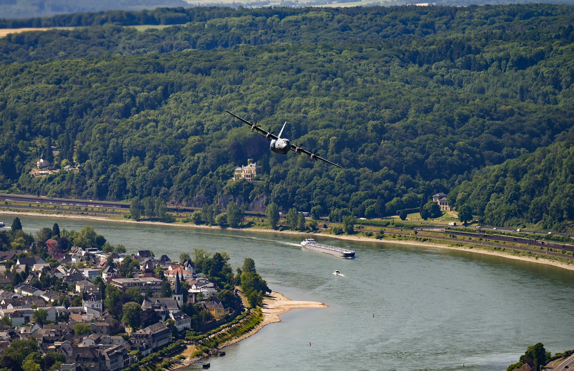 C-130J Flying over German countryside.