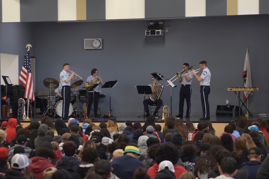 The Golden West Brass performs for a local elementary school