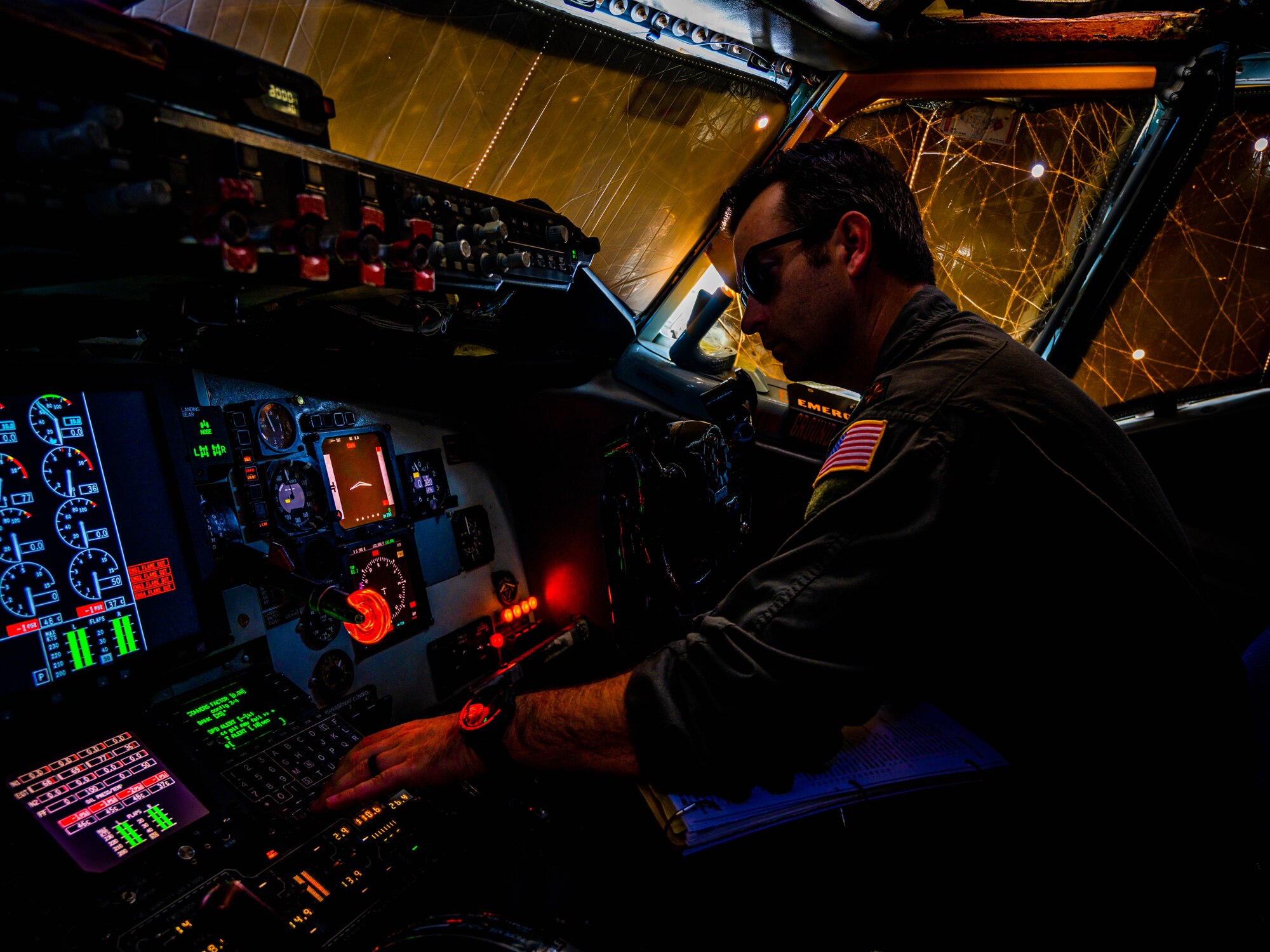 U.S. Air National Guard Maj. David Sproul, 161st Air Refueling Wing instructor pilot, conducts preflight procedures, June 23, 2023, at Goldwater ANG Base, Arizona.