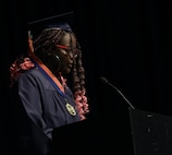 Lincoln's ChalleNGe Academy Valedictorian Taiwo Sowemimo speaks during Saturday's graduation ceremony.