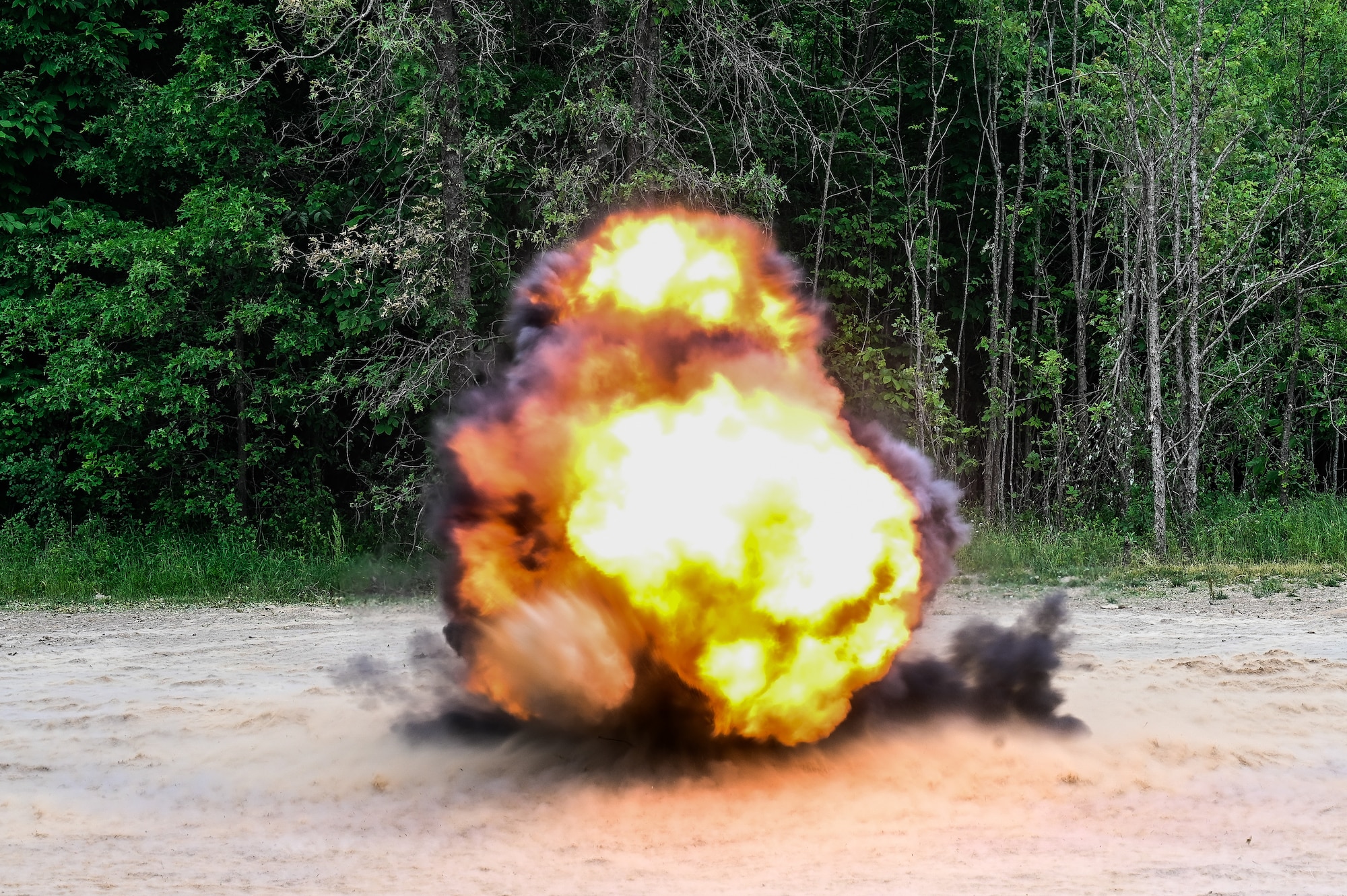 A claymore detonates on June 8, 2023, at Camp James A. Garfield Joint Military Training Center, Ohio.