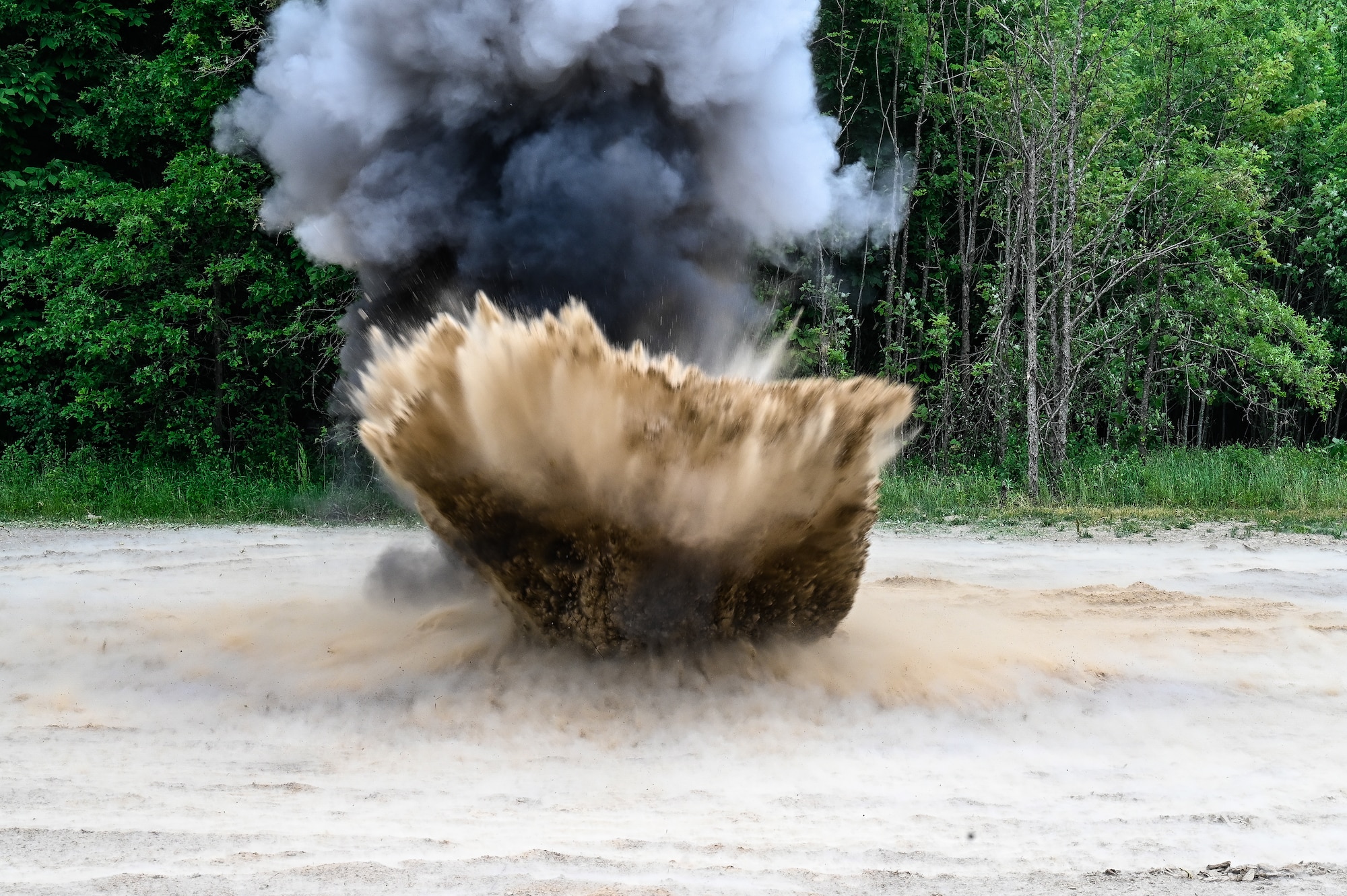 A claymore detonates on June 8, 2023, at Camp James A. Garfield Joint Military Training Center, Ohio.