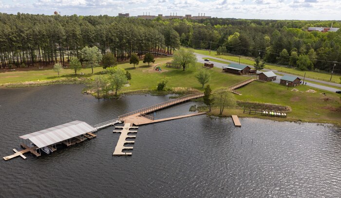 An aerial view of Lunga Park, a Marine Corps Community Services Outdoor Recreation site on the west side of Marine Corps Base Quantico. Lunga Park, a portion of the original Lunga Recreation Area, is scheduled to reopen May 26 after being closed since 2012 due to the discovery of unexploded ordnance.