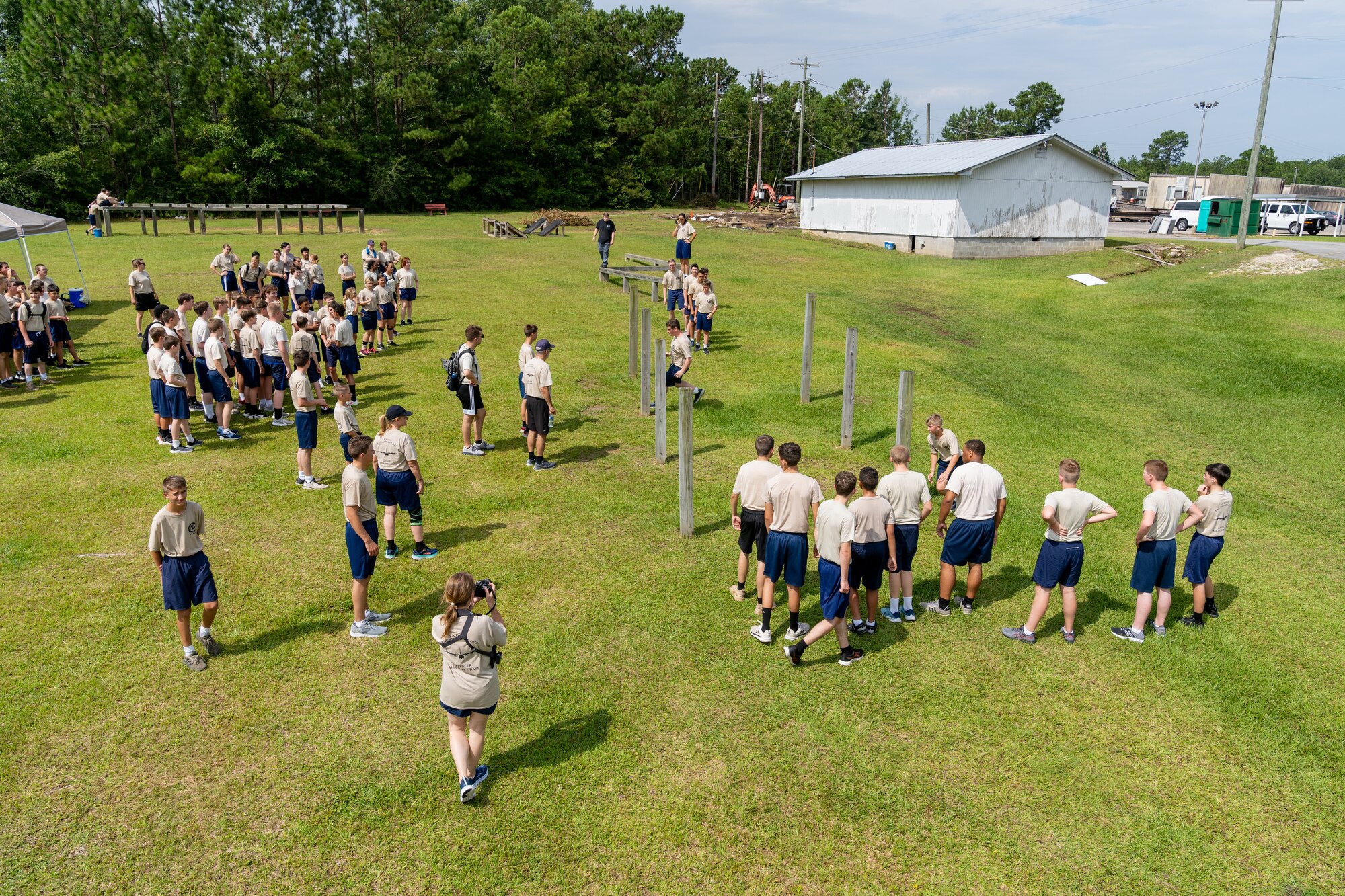 Louisiana Civil Air Patrol cadets participate in an obstacle course at Harrison Central High School in Gulfport, Mississippi, June 26, 2023.