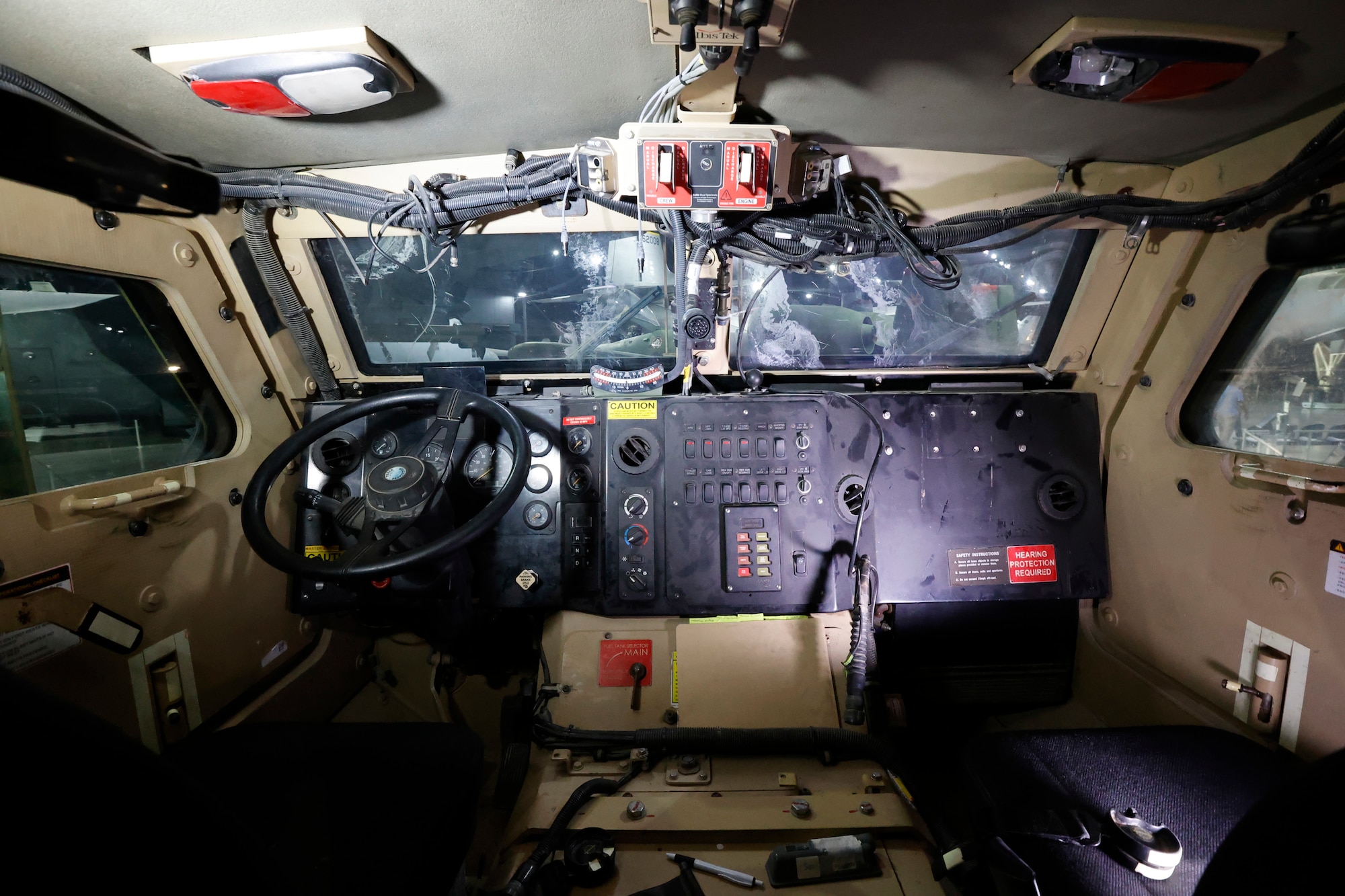 Interior views of the Cougar CAT II A1 MRAP on display in the Cold War Gallery of the National Museum of the U.S. Air Force.