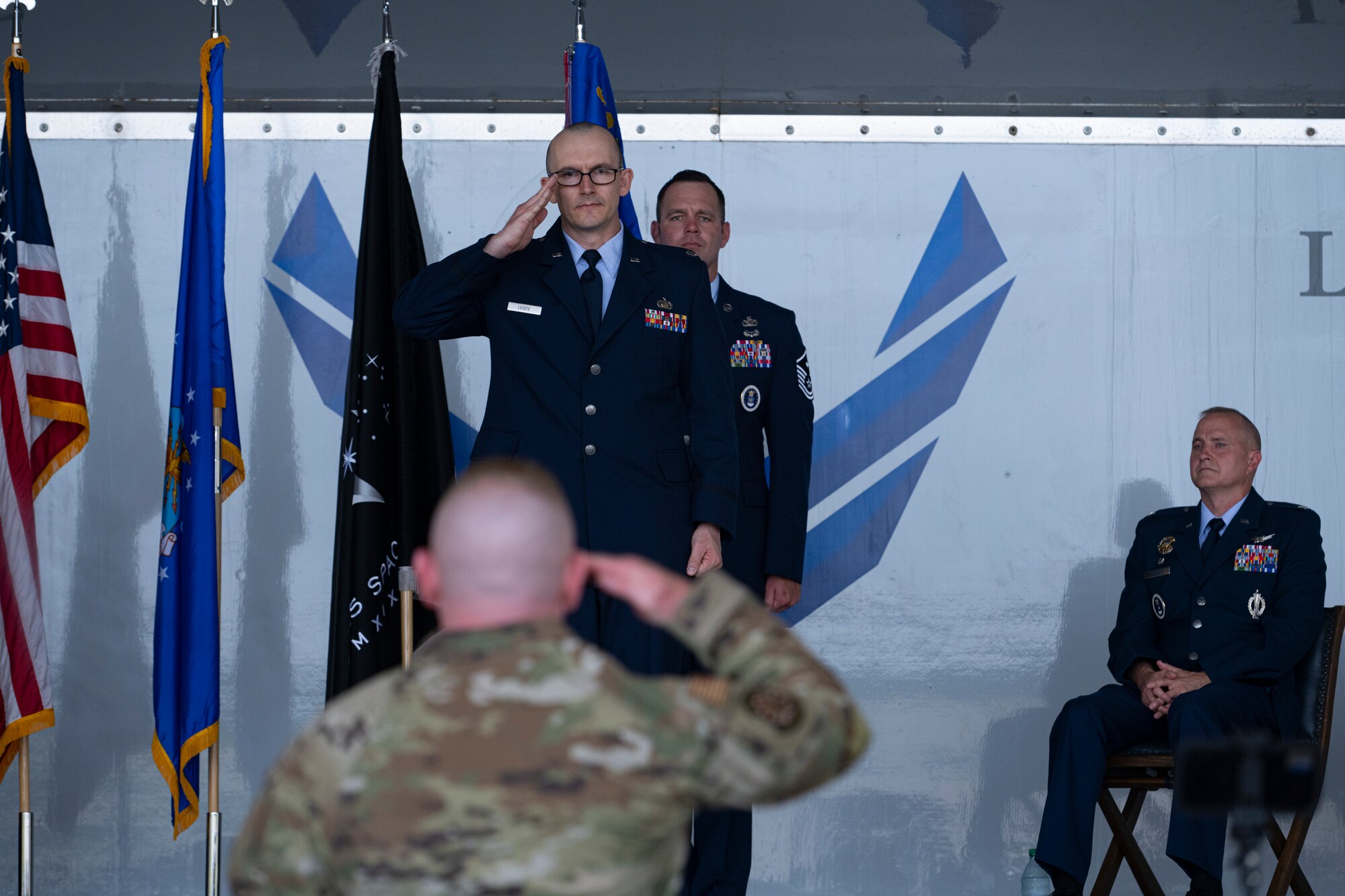 Commander salutes