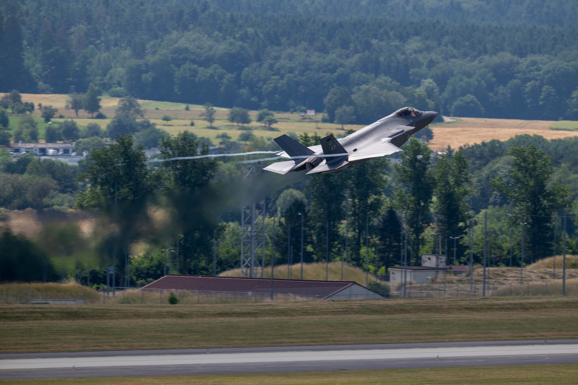 An aircraft in the sky.