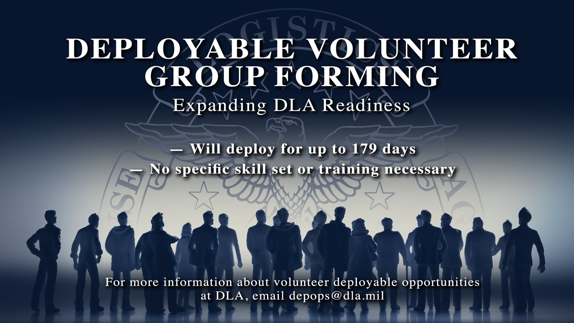 A graphic about new deployable volunteer options with the Defense Logistics Agency.