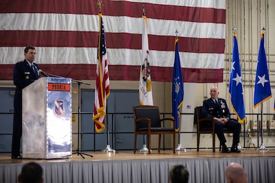 Lt. Gen. Michael Loh, Director of the Air National Guard, talks about how he first met then Col. Donald “DK” Carpenter, during Carpenter’s promotion ceremony June 1, 2023.
